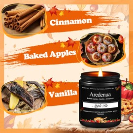 Apple Pie Candle - Fall Scented Candle, 7oz Soy Wax Autumn Candle with Baked Apple & Cinnamon, 50hr Burn, Cozy Home Fragrance & Gifts for Women Men, Autumn Season Collection Scent