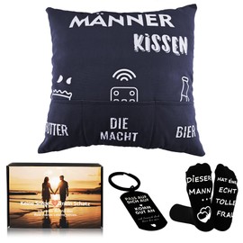 ZIENZENGYA Ich Liebe Dich Geschenke für Männer, Jahrestag Geschenk für Ihn, Hochzeitstag Geschenke für Partner, Geburtstagsgeschenk, Valentinstagsgeschenk(Kissenbezüge, Socken, Schlüsselanhänger)