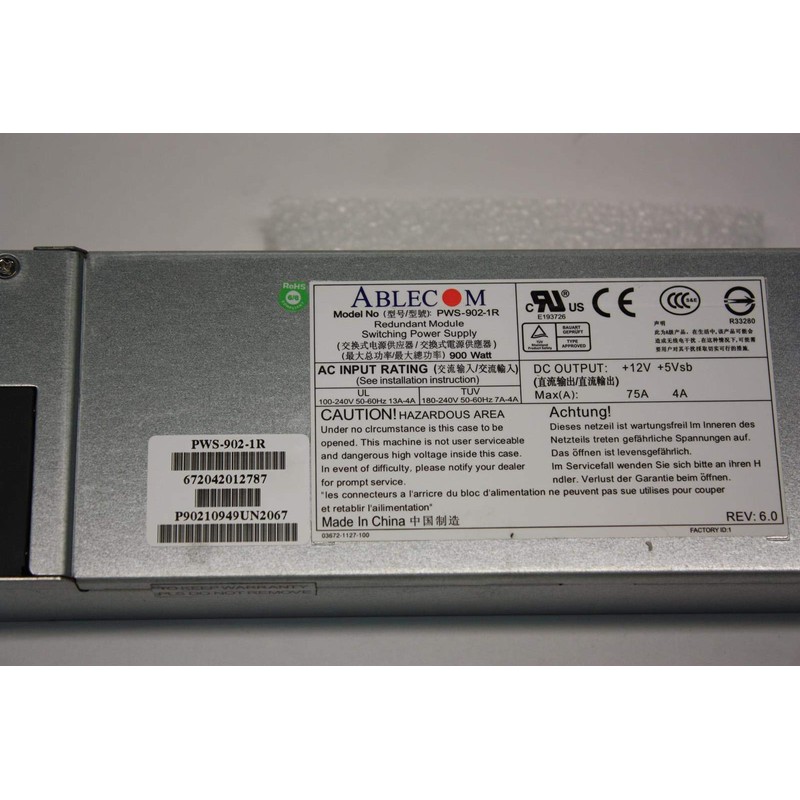 Supermicro 900W Redundant Power Supply - PWS 902-1R.