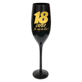 18th Birthday Black Gold Effect Champagne Flute Glass
