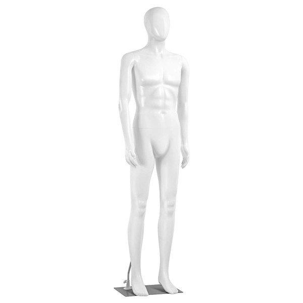 SereneLife Adjustable Male Mannequin Full Body Body-73 Detachable Dress Form Poseable Life Size Torso-for Retail Clothing Shops SLMAQML, White