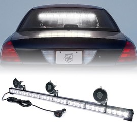 Xprite 35.5" Inch 32 LED Strobe Emergency Traffic Advisor Warning Light Bar w/ 13 Flashing Patterns for Firefighter Vehicles Trucks Cars - White