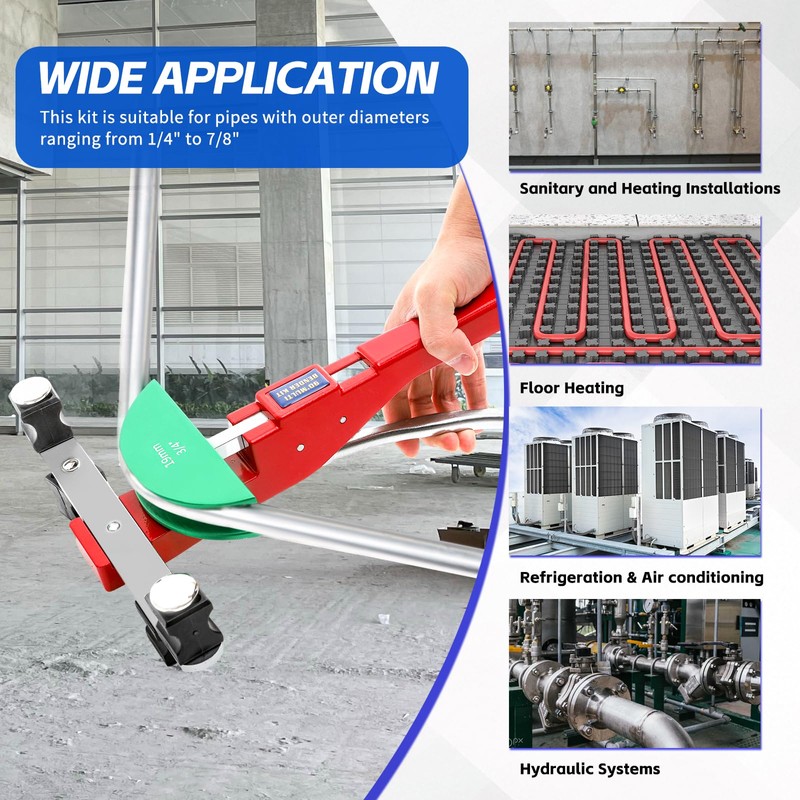 kuailebuy Tube Bender Kit, for 1/4"-7/8" O.D. 90° Forward/Reverse Bending