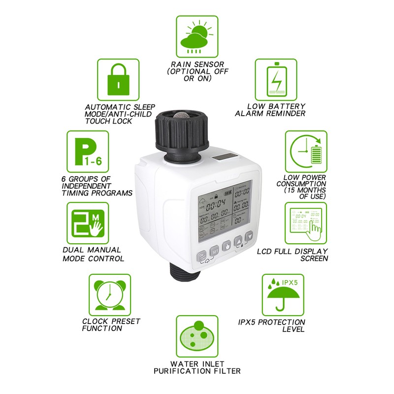 Intelligent Auto Irrigation Timer IPX5 Waterproof Intelligent Rain Sensing Large