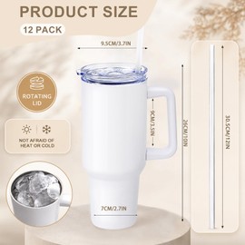 YOUKE OLA 12 Pack Sublimation Tumblers 40oz with Handle Blanks Stainless Steel Insulated Large Tumbler Bulk Coffee Travel Cups for Tumbler Heat Press Sublimation Oven Printing, White