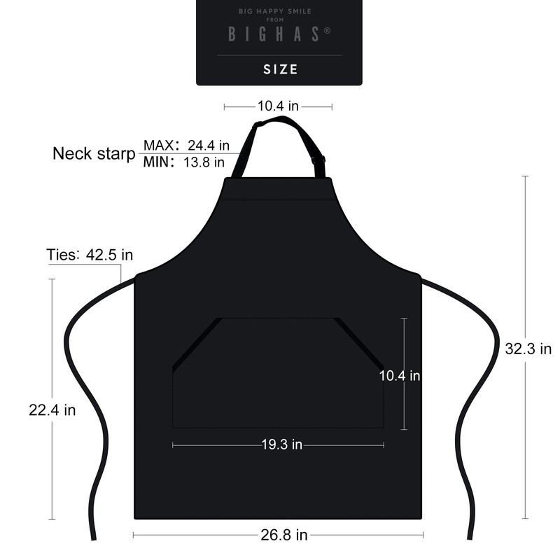 BIGHAS Adjustable Bib Apron with Long Ties for Women Men
