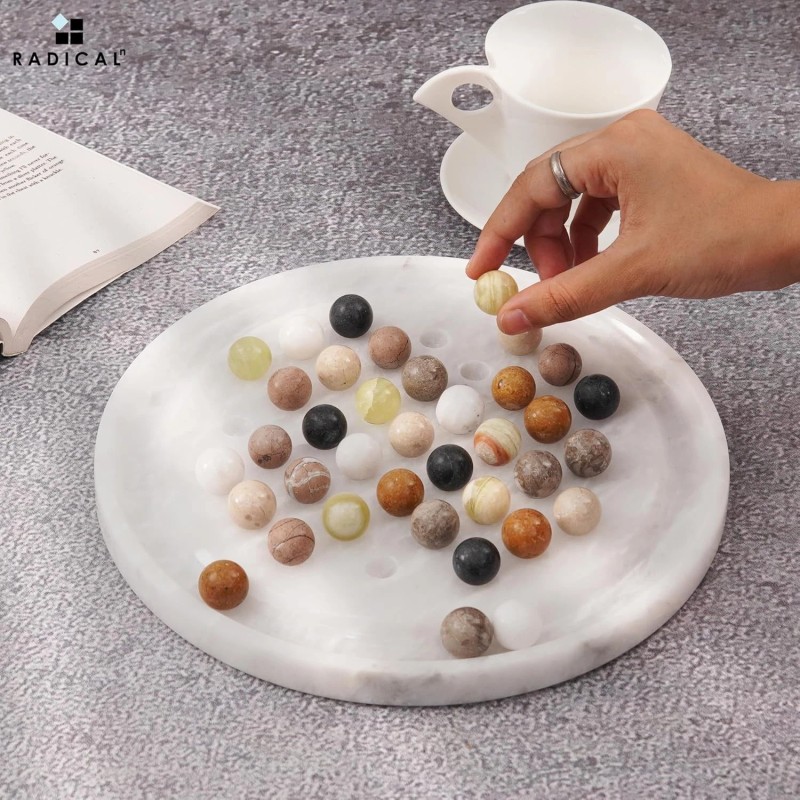 Marblous Krafts Marble Peg Solitaire Board Game 10" with 42