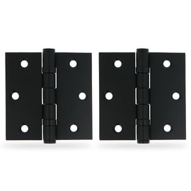 Amig - Pack of 2 Removable Hinges | 3" x 3" (76 x 76 x 2 mm) | Stainless Steel 18/8 | Black | Flat End | With Square Corner