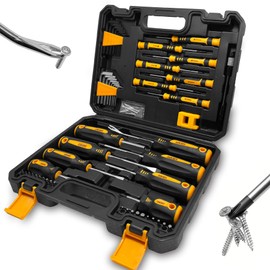 53-piece Magnetic Screwdrivers Set with Case,Phillips, Hex, Pozidriv,Torx and Precision Screwdriver Set, Magnetizer Demagnetizer Tools, Replaceable Screwdriver Bits With Sturdy tool box