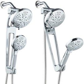 Hotel Spa Aquabar High-Pressure 48-mode 3-way Shower Spa Combo with Adjustable Extension Arm for Total Convenience Enjoy Luxury 6" Rainfall & Handheld Shower Head Separately or All-Chrome Finish