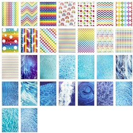 NILLOS Scrapbook Paper Set, 60 Sheets Ocean & Rainbow Style Art Decorative Papers for DIY Crafts, Journal (14 x 20 cm/5.51 x 7.87 in)