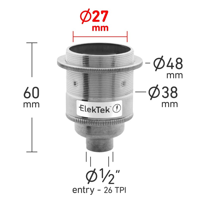 ElekTek Premium Lamp Kit Antique Brass Shade Ring E27 Lamp