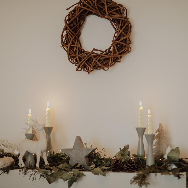DEYBBY White Beeswax Spiral Candle, 7 inch 2 Pack Twisted