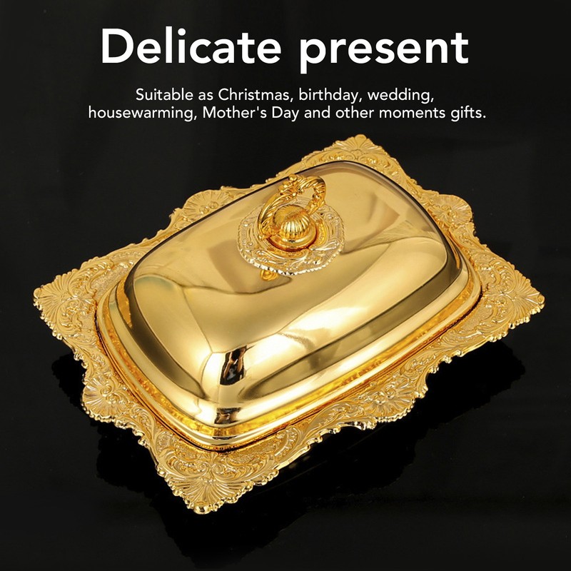 Metal Butter Plate European Vintage Butter Dish Rectangle Multifunctional Butter