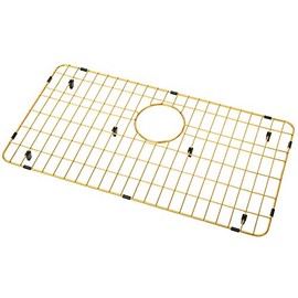 Kitchen Sink Grid, Kitchen Sink Protectors, Stainless Steel Sink Grids for Bottom, 26" x 14" with Rear Drain for Single Sink Bowl, Golden Color