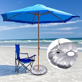 mizikuu Pack of 4 Hose Weight for Parasol Stand, 37 cm Umbrella Base Weight Fillable 3 Litres Water and Sand Weight Bag Umbrella Stand Weighted Sun Stand Base Weight Bag Beach Flags