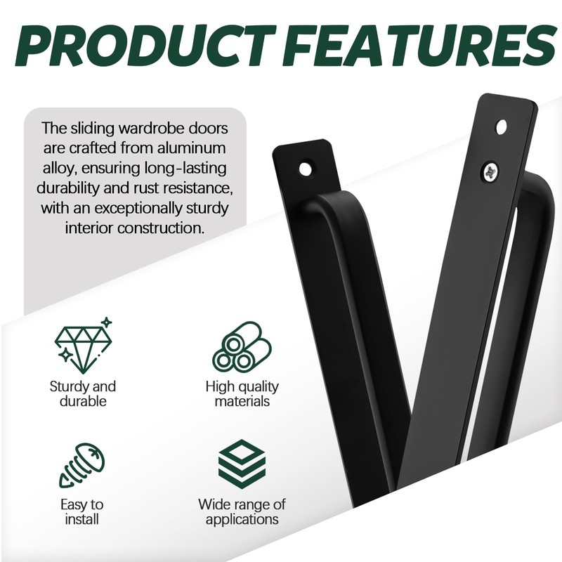 Sliding Barn Door Handles Matte Black, 7''/18 CM Alloy Sliding