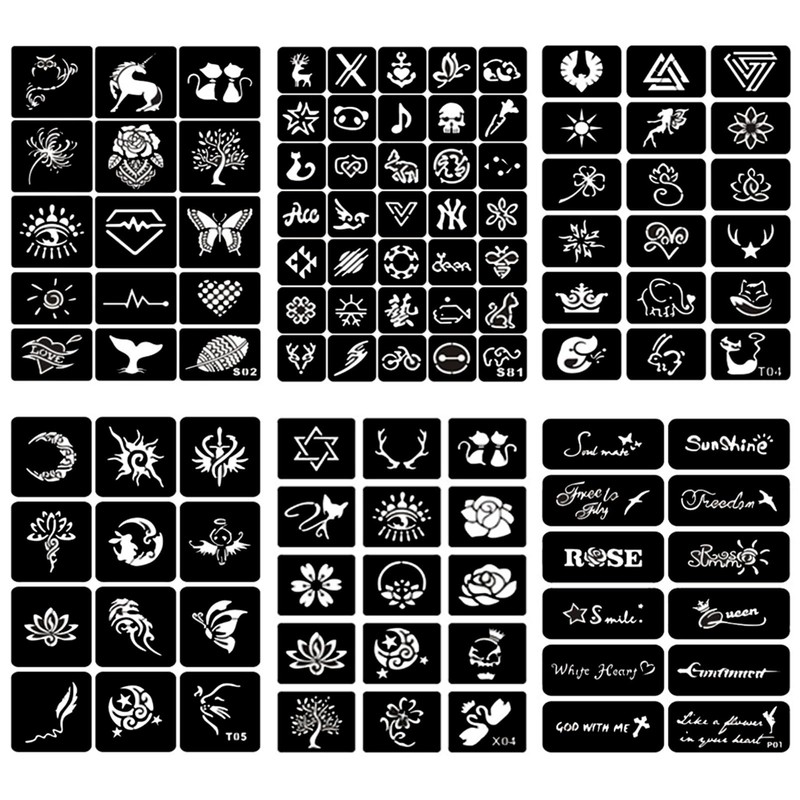 22 Sheets Henna Tattoo Stencil Kit, Henna Stencils Temporary Tattoo