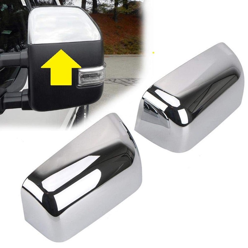 Overun Triple Chrome Plated Top Half Towing Mirror+Handle Cover Overlay