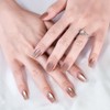 30 piezas de uñas postizas de color marrón ombré brillante,