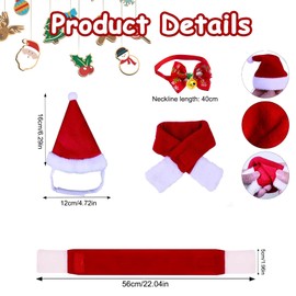 Pack of 3 Christmas Cat Costume Dog Costume Christmas Pet Costume Set, Christmas Hat Bow Tie Collar, Scarf, Pet Christmas Clothing Dogs Cats Costume Accessory Set