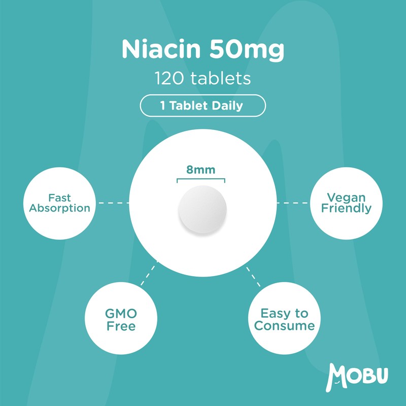 Niacin 50mg 120 Tablets | Vitamin B3 Nicotinic Acid Flush
