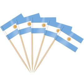 AhfuLife Argentina Flag Toothpick, 200 Pcs Argentina Cupcake Toppers, Argentine Cocktail Picks for Soccer Party Decorations National Day Decorations