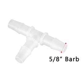 Quickun 5/8" Hose Barb T Shaped Tee Type 3 Way Equal Barbed Fitting Plastic Joint Splicer Mender Union Adapter for Air Line Tube Hose (Pack of 5)