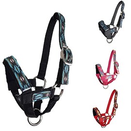Tahoe Tack Nylon Overlay Alpaca Halter with Padded Noseband (Blue Aztec, Medium)