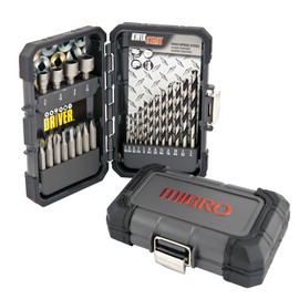 MIBRO 870840 High Speed Steel Drill Bit and Driver Set, 24 Pieces