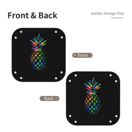 Watercolor Pineapple Leather Vanity Tray Desktop Storage Organizer Decorative Catchall Perfume Bathroom Valet Tray Nightstand Caddy Holder for Remote Controller Keys Phone Wallet Coin Jewelry, S