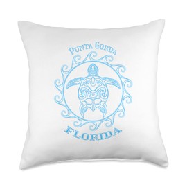 Punta Gorda Florida Tribal Sea Turtle Summer Throw Pillow