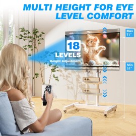 tavr Tall TV Stand with Wheels for 32 to 85 Inch Flat Panel TVs Tilt Floor Trolley