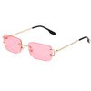 Ggpyyon Rimless Rectangle Sunglasses for Women Men,Retro Frameless Eyewear Sun