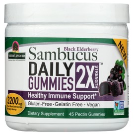 Nature's Answer Sambucus Daily Gummies | 2X More Elderberry 3200 mg Concentration | Alcohol-Free, Gluten-Free, Gelatin-Free, Vegan, Non-GMO & No Preservatives | (45 Count (Pack of 1)