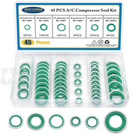 Air Conditioning Compressor Port Seal Washer Kit A/C Gasket Assortment 45 Pieces (Green)