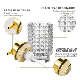 LEICURACE Glass Foaming Hand Soap Dispenser for Bathroom Decor with Pump（Foam Type/Clear）