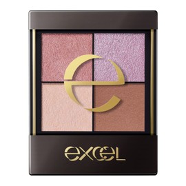Excel CX03 Real Close Shadow (Puffy Sleeve) Nuance Color Eyeshadow Palette 4 Colors 3 Textures (Glossy, Lame, Matte) 1 Piece (x1)