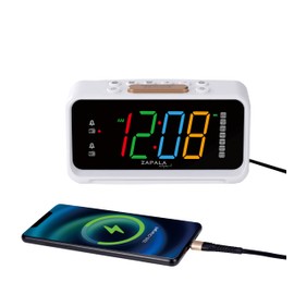 ZAPALA expert Alarm Clock Radio, 2 Alarms Jumbo LED Display Plug in Digital FM Clock Radio with USB Charging Port, Days Display, Adjustable Volume & Dimmer, Nightlight, Snooze for Deep Sleepers kids