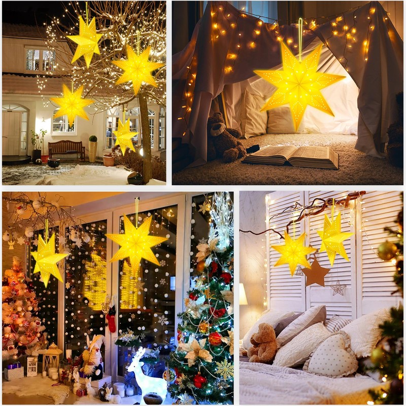Pack of 2 Folding Star Christmas Paper Star Lampshade, 35