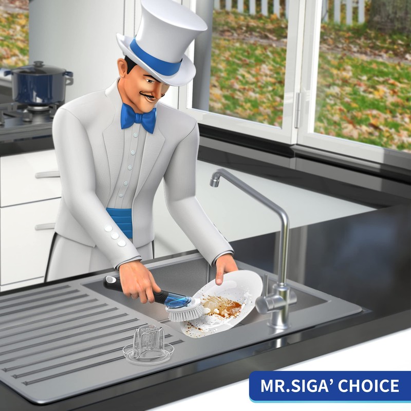 MR.SIGA Soap Dispensing Dish Brush, Kitchen Brush Refill, Pack of