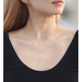 Fiusem Gold Chain for Women, 1.2mm Necklace Chain 18K Gold Plated Box Chain Necklace for Women, Thin Stainless Steel Chain Womens Chain 18 Inch