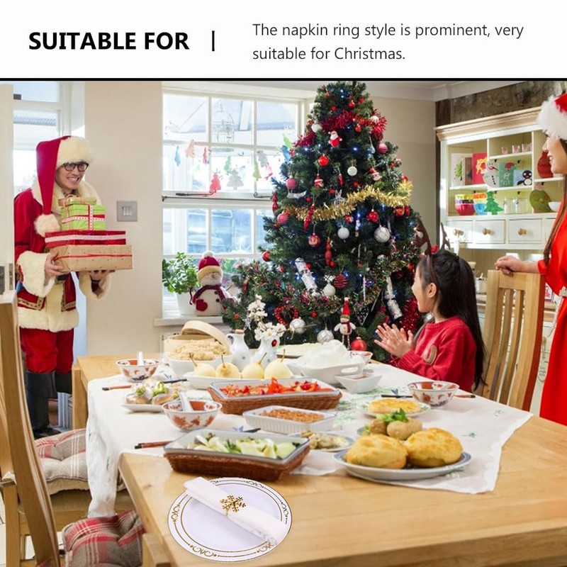 Alipis 12 Pcs Snowflake Napkin Ring Gold Snowflake Napkin Rings