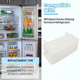 Kojem W10850492 Refrigerator Ice Container Compatible with Whirlpool Amana Maytag Kenmore Refrigerator Ice Bucket ABS Plastic Replacement for W10670844, W10138193, AP5989704, PS11731153, 4378073