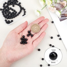 OLYCRAFT Natural Tourmaline Beads 6 mm Black Tourmaline Beads Black Tourmaline Stone Gemstone Beads Round Loose Beads for Bracelets Necklaces Jewellery Making Pack of 100