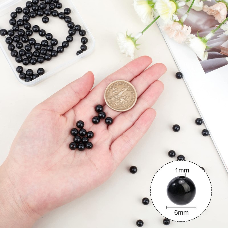 OLYCRAFT Natural Tourmaline Beads 6 mm Black Tourmaline Beads Black