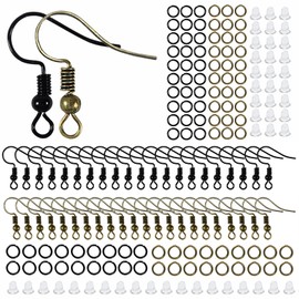 TOAOB 600pcs Earring Hooks Hypoallergenic Ear Wire Hooks with Open Jump Rings and Earring Backs Black Bronze Earring Making Kit for Jewelry Making Supplies
