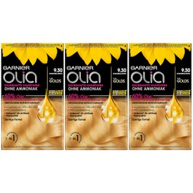 Garnier Olia Permanent Hair Colour 9.30 Caramel Gold (Blonde) - Pack of 3
