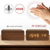 Wooden Digital Alarm Clock with Wireless Charging, 3 Alarms LED