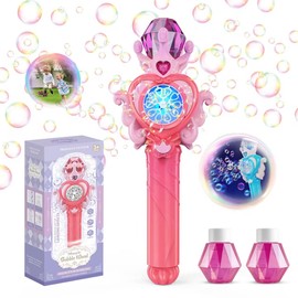 PANACARE Magic Bubble Wand for Kids Bubble Machine with Light /10000+Bubbles/10 Holes Automatic Bubble Blower Portable Outdoor Bubble Maker Toys Gift for Girl Boys Summer Party Wedding